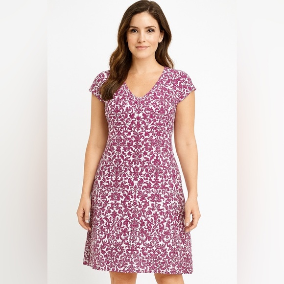 Title Nine Daring Diamalete Dress A-Line Bodycon Stretch Medium Pink floral - Picture 1 of 11